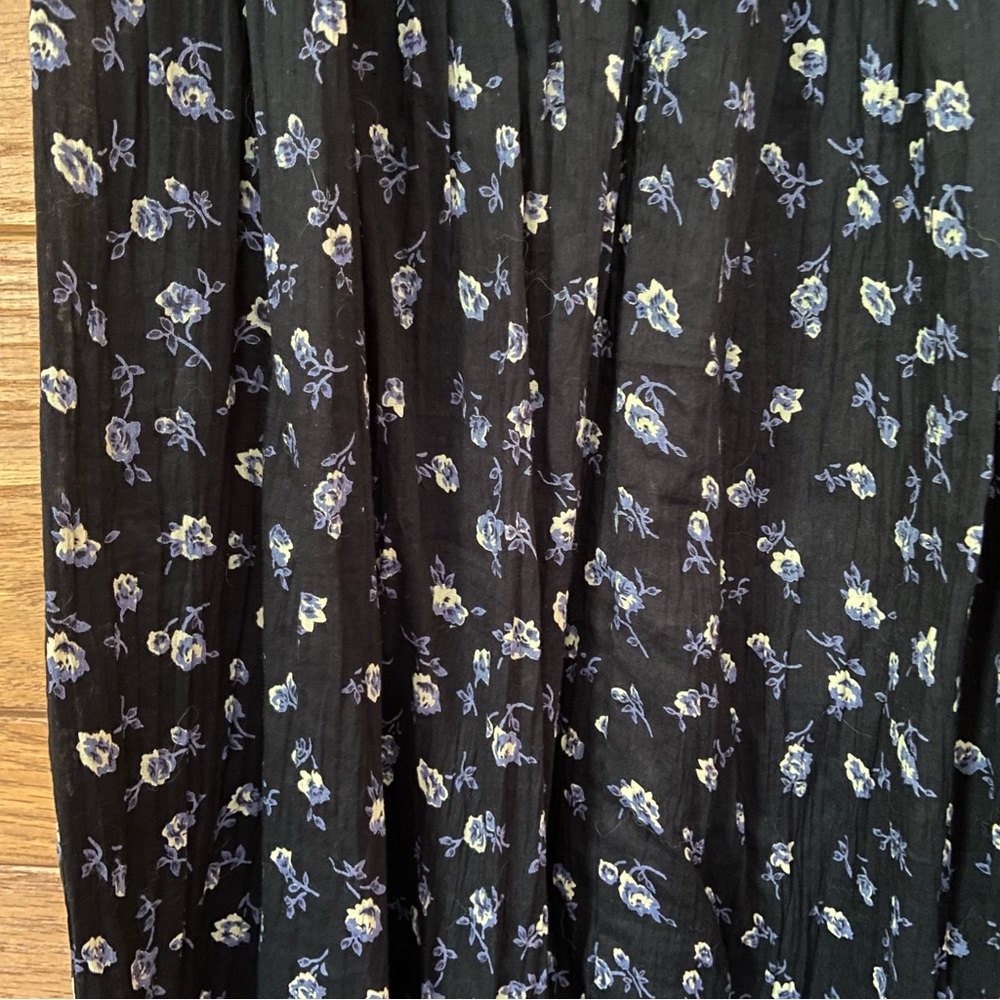 Vintage 90s New Direction ditsy floral cotton navy maxi skirt - Picture 2 of 4